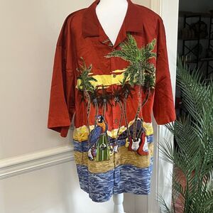 NWOT Chillwear Hawaiian Button Down Shirt Size XXL 100% cotton